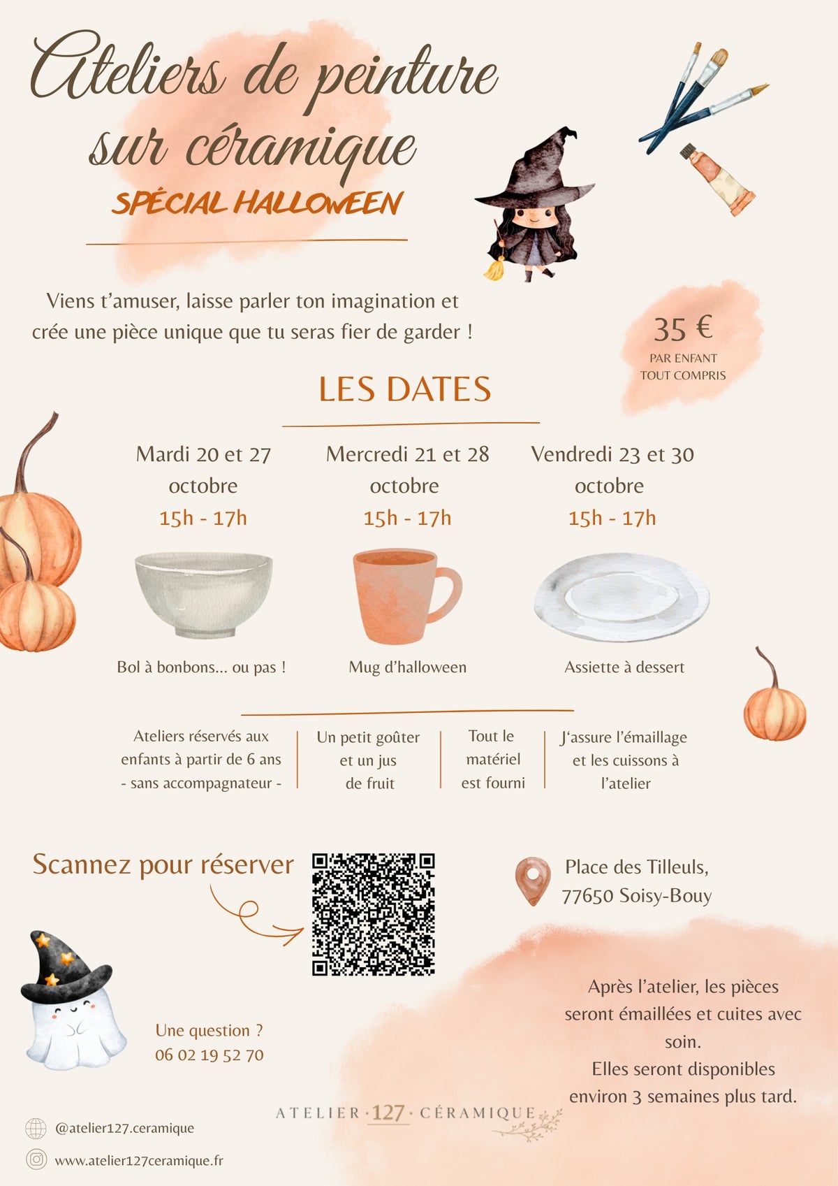 Atelier peinture sur céramique – Spécial Halloween 🎃